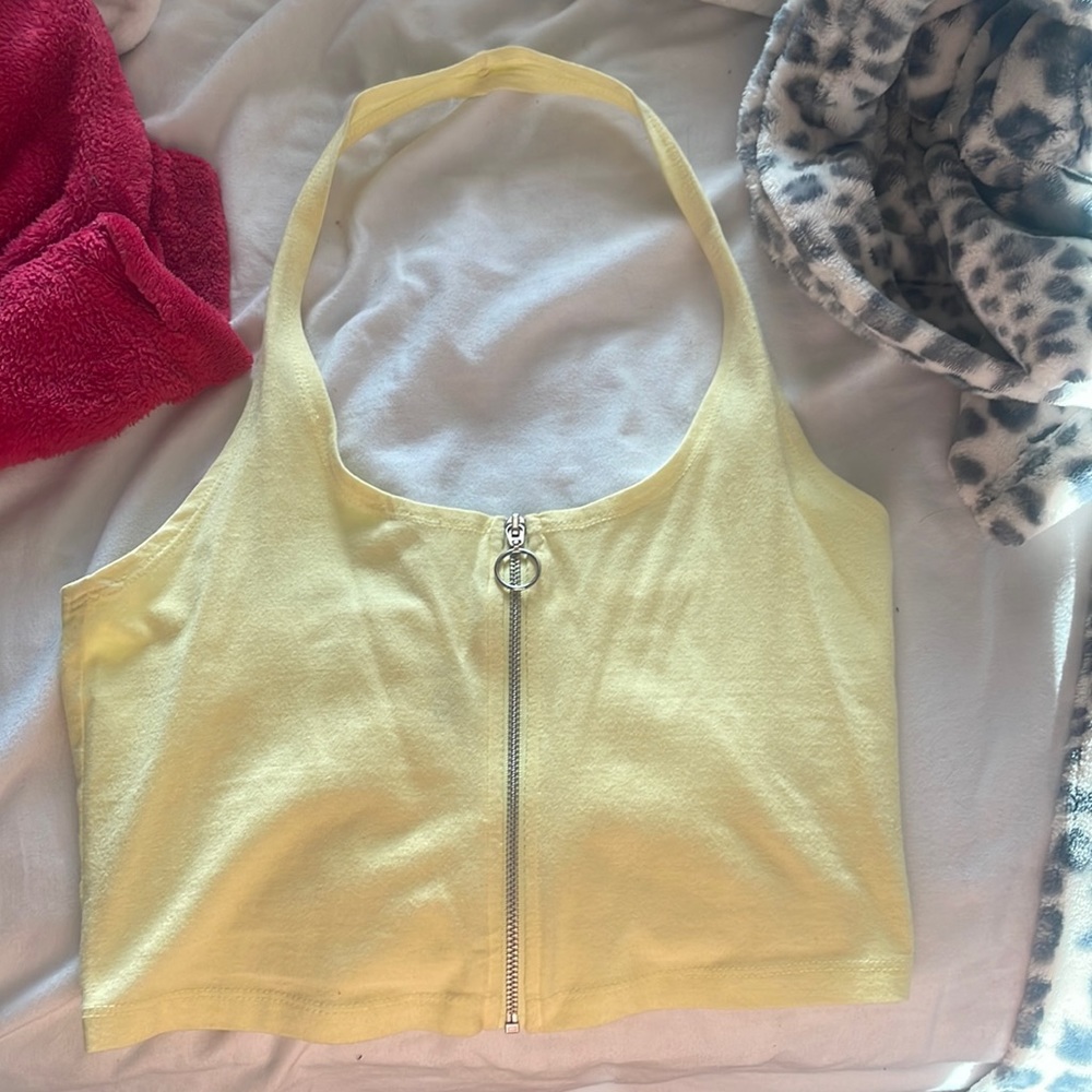 Brand new yellow zip up tank top